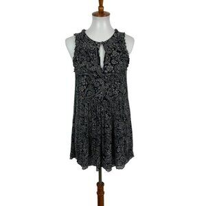 Winter Kate Black Silk Tunic Dress Large Gray Boho Sleeveless Festival